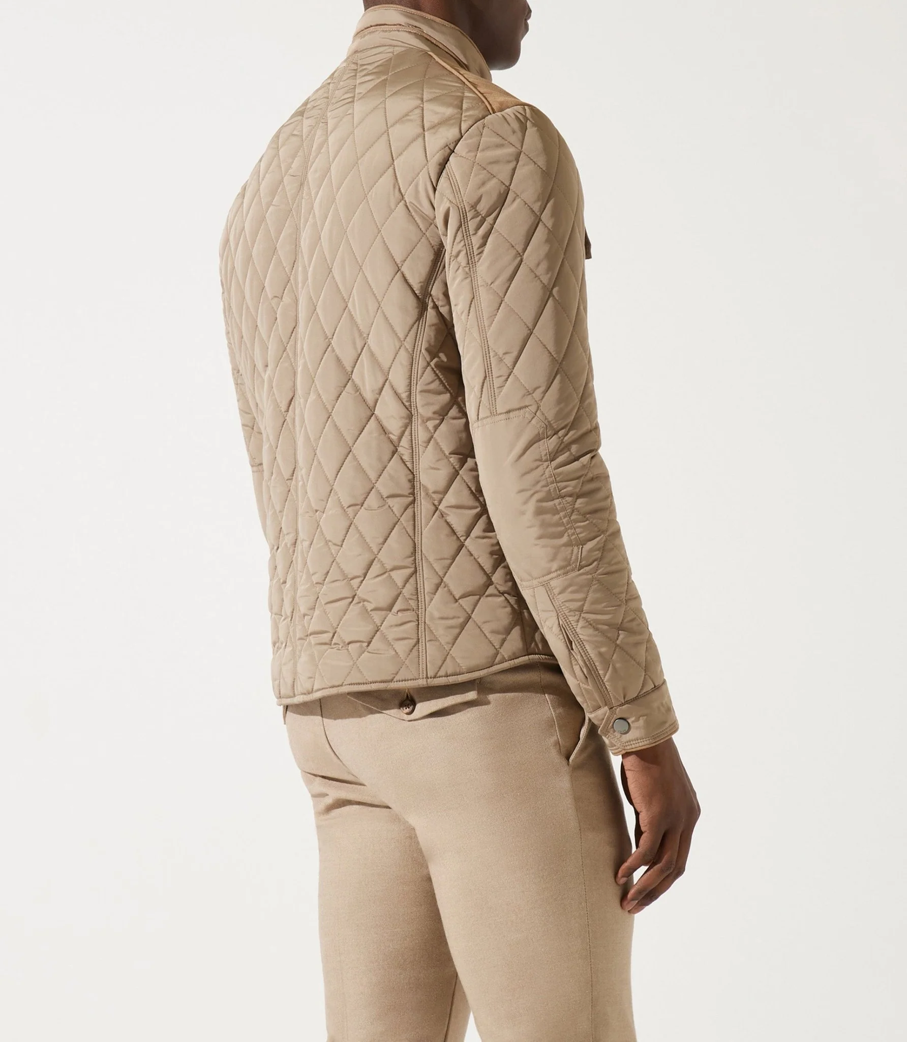 Blouson surchemise à col montant matelasse taupe MACEOBT - Image 3