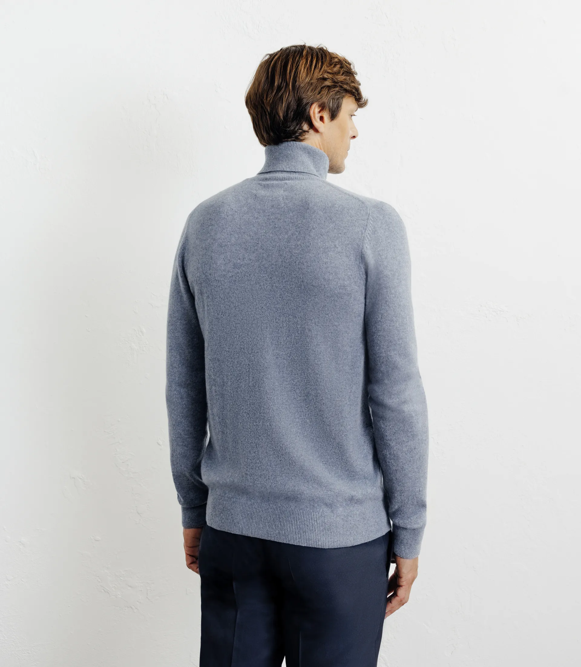 Pull col roulé 100% cachemire indigo - Image 4