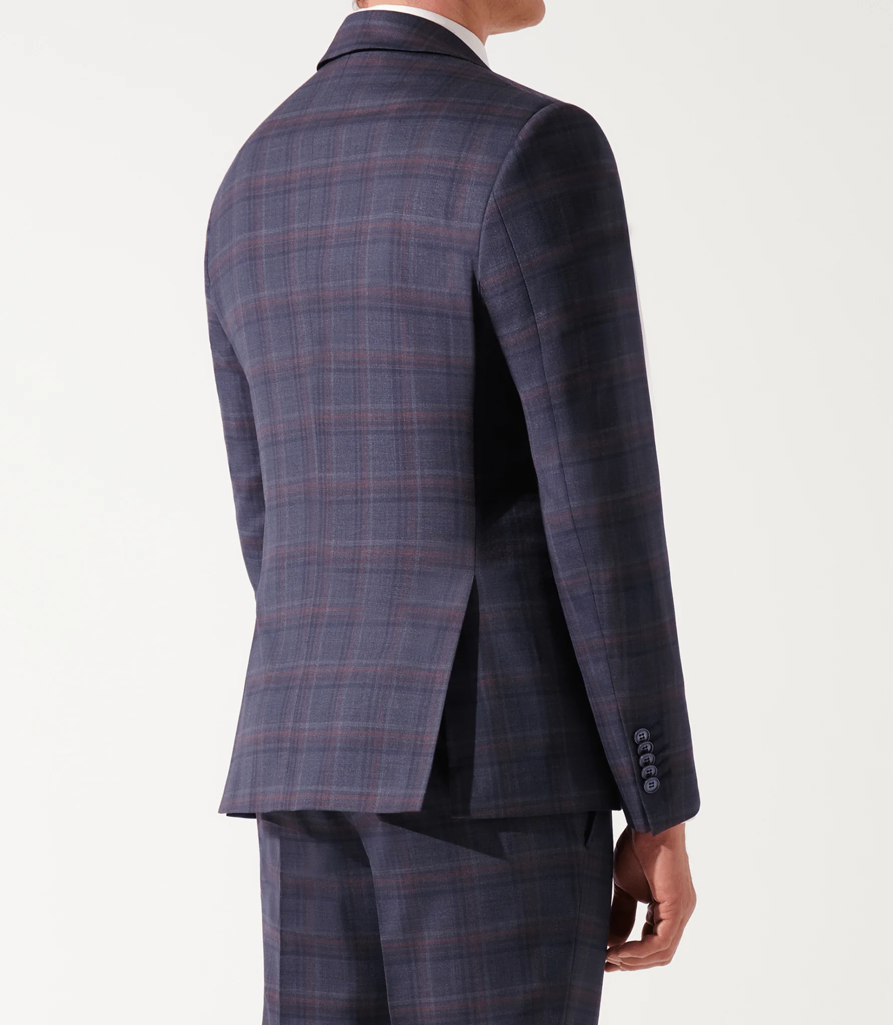 Costume col châle à carreaux bleu - Image 4