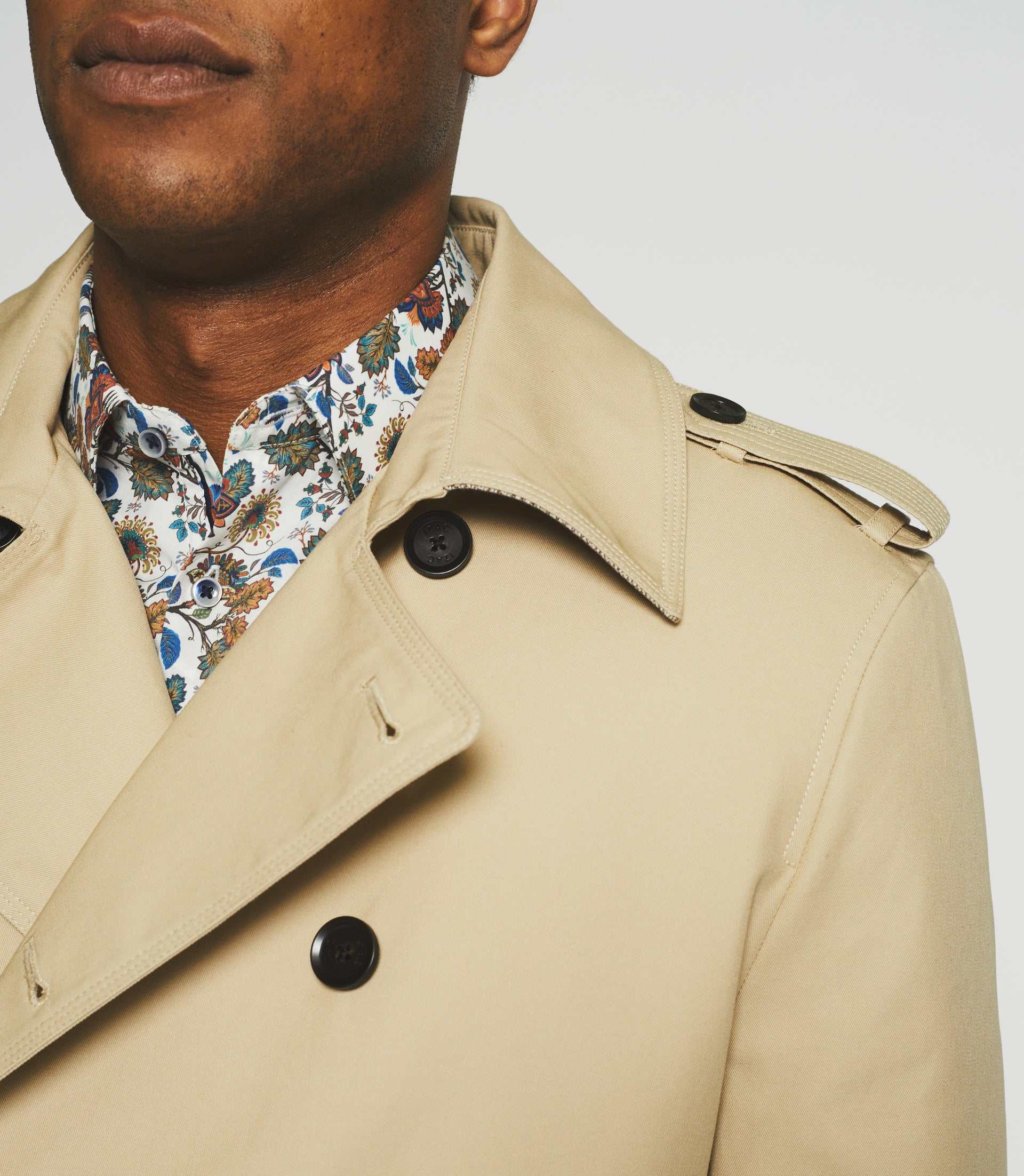 Trench croisé en coton beige IDANO - Image 3